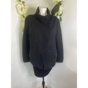 Vintage AMS Pure Women's Black Snap Closure Wool Blend Sweater Jacket Sz 8 Spain